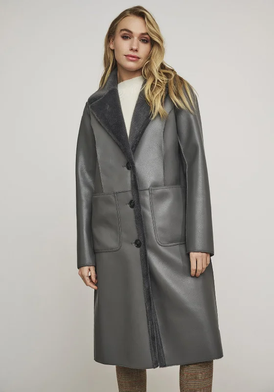 Rino and Pelle Jula Reversible Long Coat, Dark Grey Women's office jackets