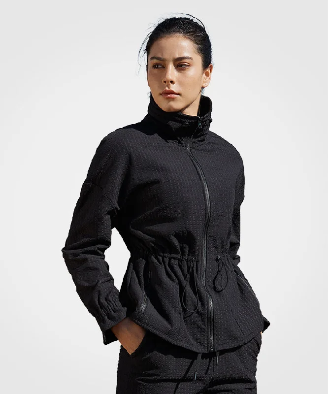 Shift Textured Drawstring Waist Fleece lined Jacket | Women's Sports Jacket Women's Nike jackets