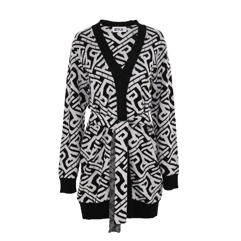 Ice Play Women's  Wool Blended Monogram Cardigan Women's puffer jackets