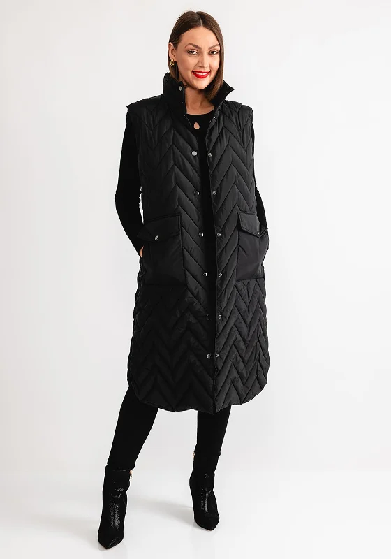 b.young Padded Button Up Gilet, Black Women's warm jackets