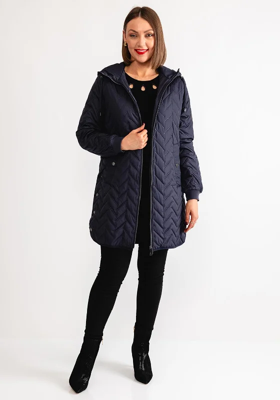 Barbara Lebek Hooded Zipped Coat, Navy Women's versatile jackets