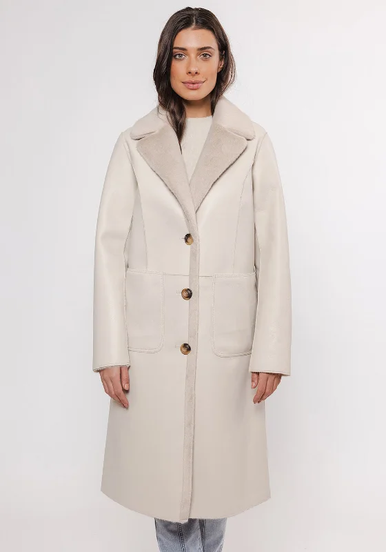 Rino and Pelle Jula Reversible Long Coat, Cream Women's travel jackets