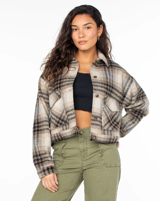 Township Plaid Jacket - Warm Taupe Women's edgy jackets