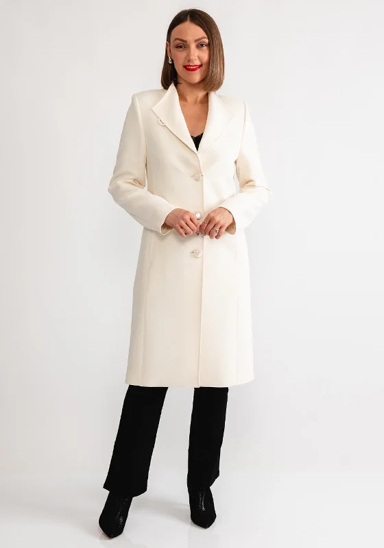 Christina Felix Classic Tailored Buttoned Long Coat, Cream Women's evening jackets