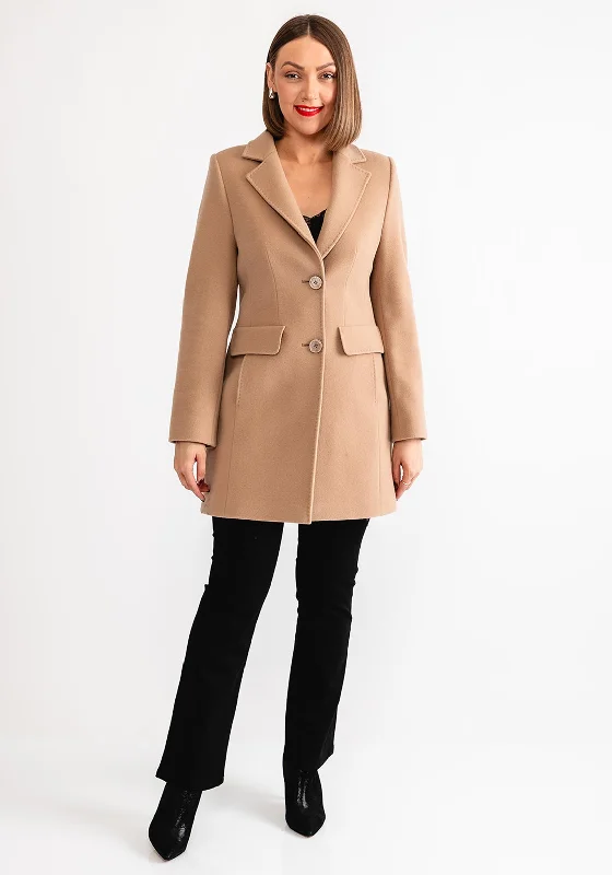 Christina Felix Classic Tailored Wool and Cashmere Blend Coat, Camel Women's wedding guest jackets