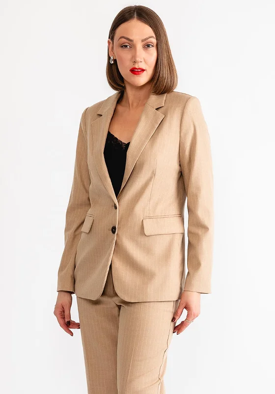 Gerry Weber Pinstripe Single Breasted Blazer, Camel Women's eco-friendly jackets