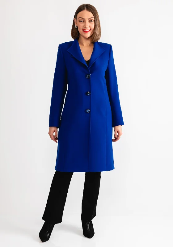 Christina Felix Classic Tailored Buttoned Long Coat, Blue Women's packable jackets