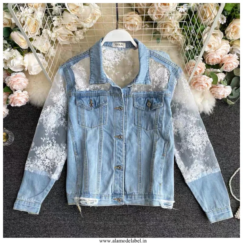 Patchwork Denim Jacket Women's insulated jackets