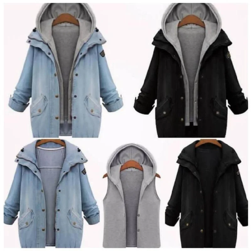 Drocule Two Piece Denim Jackets Women's winter-ready jackets