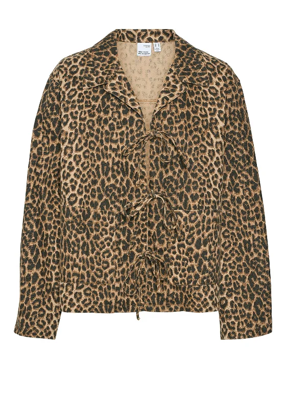 Vero Moda Kirby Long Sleeve Leopard Denim Jacket, Silver Mink Women's high-end jackets