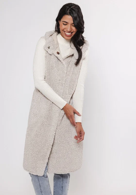 Rino and Pelle Ginny Reversible Faux Fur Long Gilet, Birch Women's transitional jackets