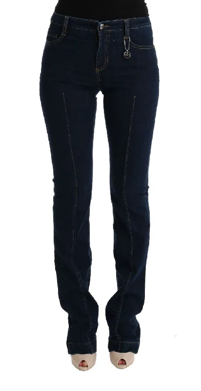 Chic Flared Cotton Jeans In Blue