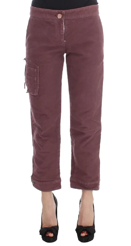 Chic Bordeaux Capri Cropped Cargo Pants