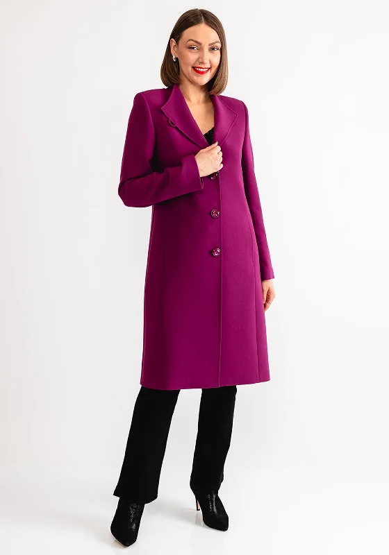 Christina Felix Classic Tailored Buttoned Long Coat, Purple Women's weekend jackets