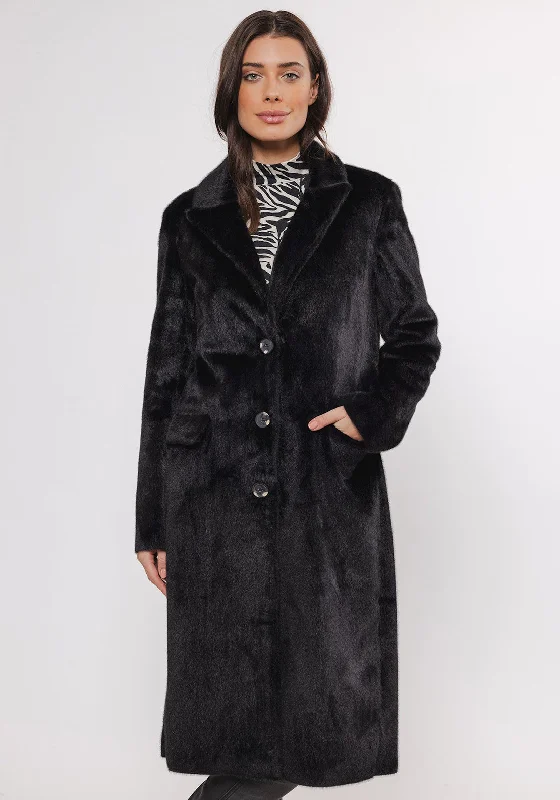 Rino and Pelle Saami Long Faux Fur Coat, Black Women's boho jackets