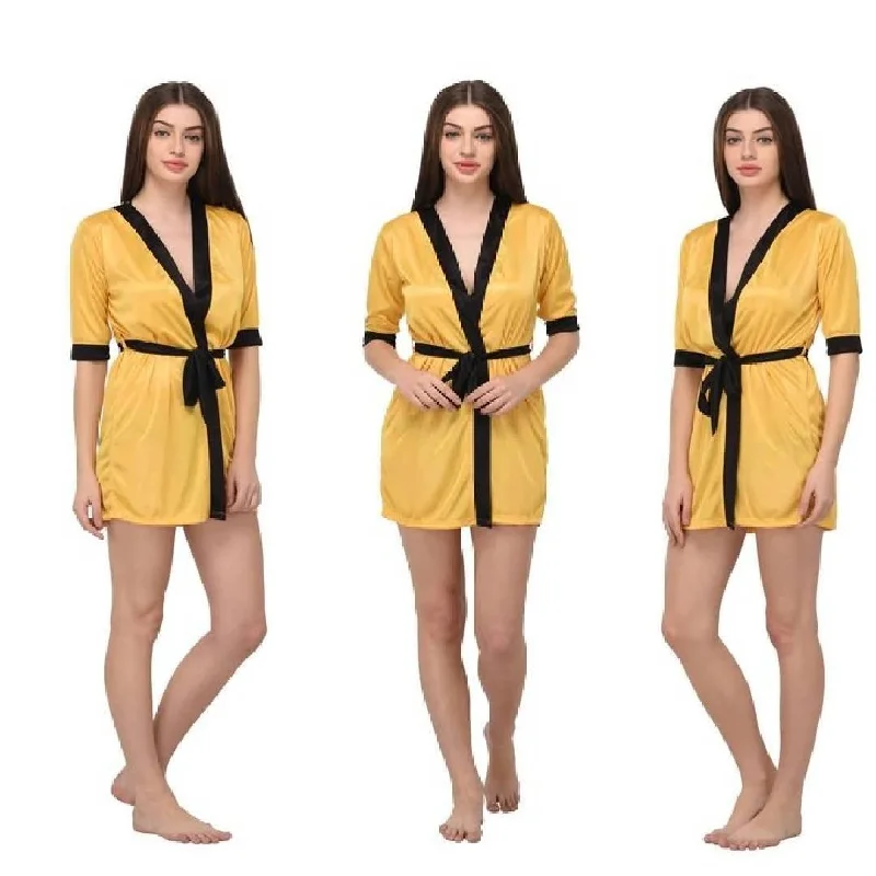 Luxury Sleepwear Silk Nightwear for Women Short Nightgown with Panty Set Short Yellow Nightwear Summer pajama sets