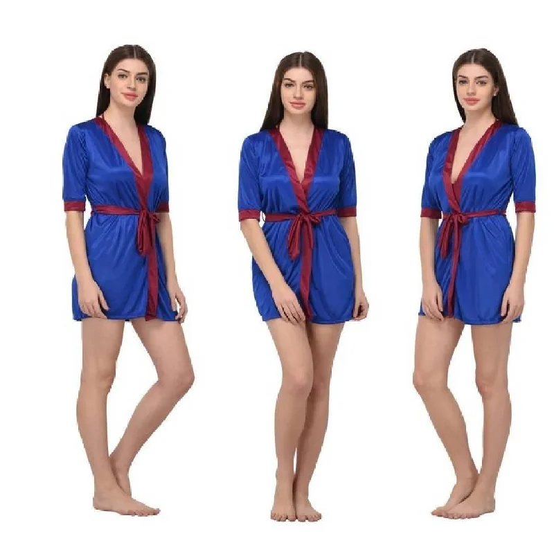 Short Blue Nightwear Luxury Sleepwear Silk Nightdress for Women Short Nightgown with Panty Set Knitted pajama sets