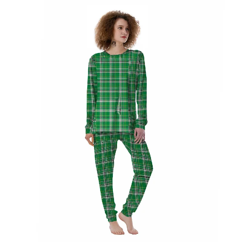 Stewart Plaid Saint Patrick's Day Print Pattern Women's Pajamas Cotton pajama sets