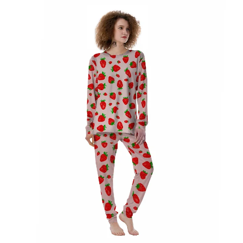 Strawberry Red Print Pattern Women's Pajamas Funny graphic pajama sets