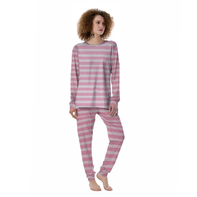 Striped Pink Print Pattern Women's Pajamas Amazon pajama sets