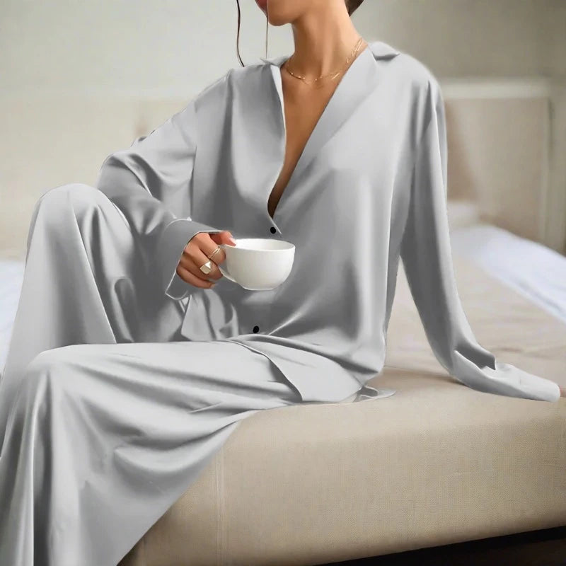 Summer Oversized Satin Silk Sleepwear Pajama's Minimalist pajama sets