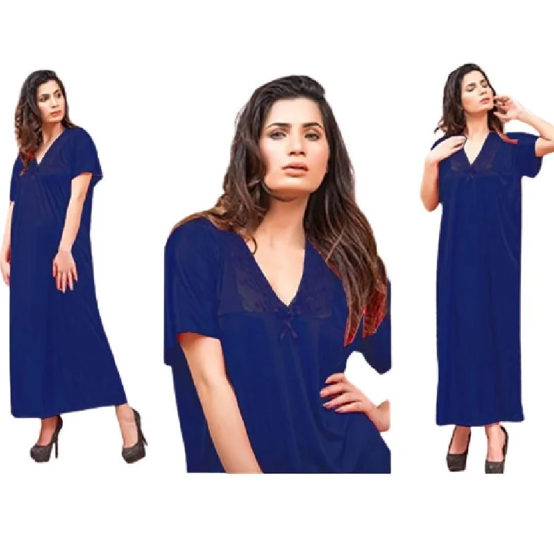 Women Long Blue Color Nightwear Nighty Dress Hot Sexy Nighty for Women Maternity pajama sets