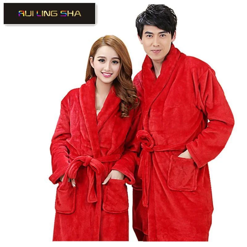 Women / Men Thick Soft Coral Fleece Robe In Solid Colors Sleeveless pajama sets