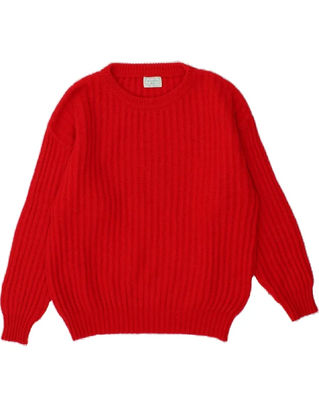 BENETTON Womens Crew Neck Jumper Sweater IT 48 XL Red Acrylic Lightweight sweaters