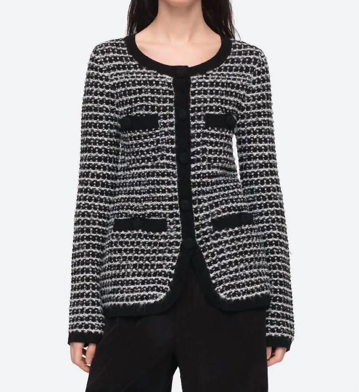 Corby Long Sleeve Cardigan In Black Thermal insulation sweaters