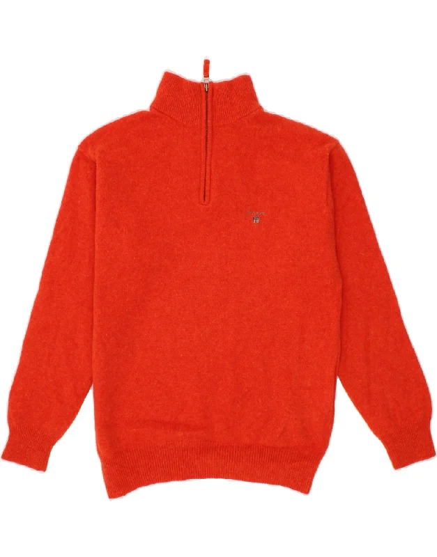 GANT Womens Zip Neck Jumper Sweater UK 14 Medium Orange Lambswool Columbia sweaters