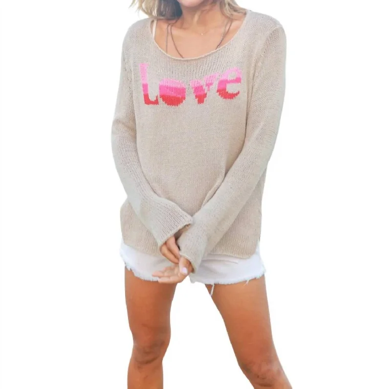 Love Crew Sweater In Khaki Stretchable sweaters