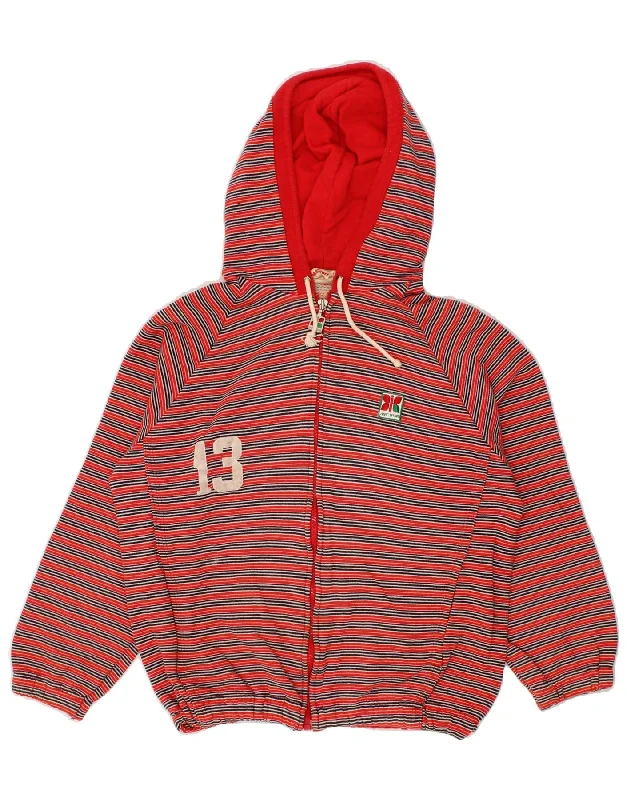 MEC SPORT Womens Graphic Zip Hoodie Sweater IT 46 Large Red Striped Cotton Kids' sweaters