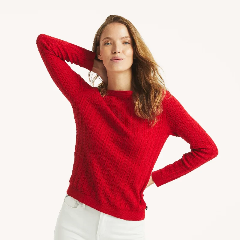 Nautica Womens Cable-Knit Boatneck Sweater Fashionable sweaters