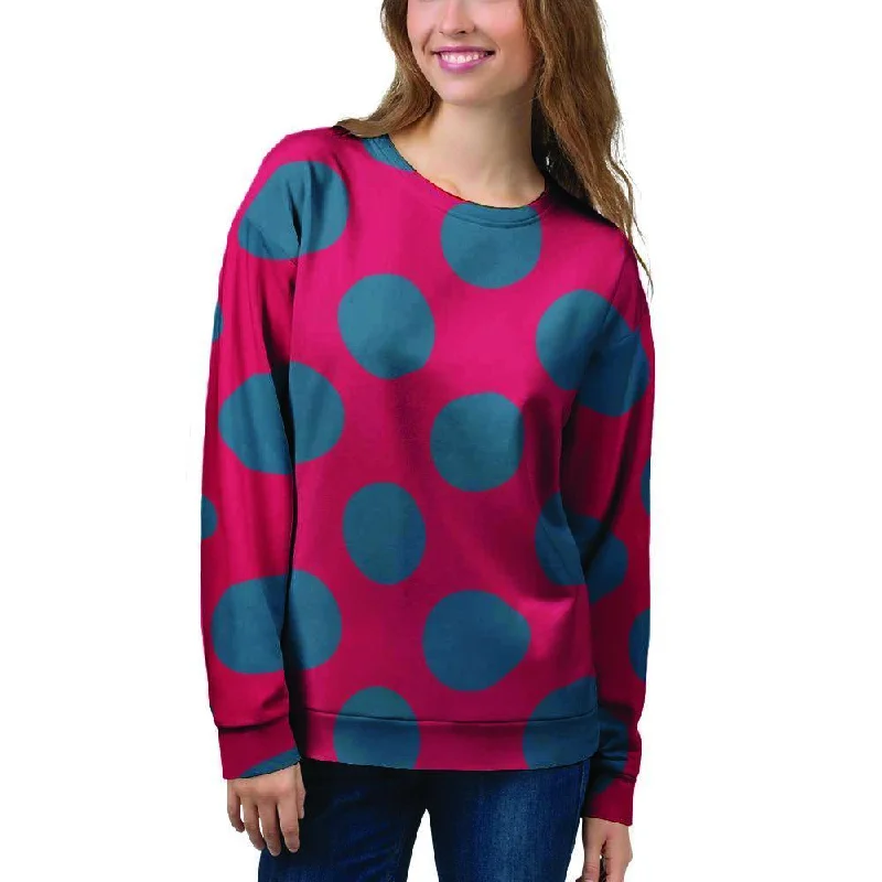 Red And Blue Polka Dot Women's Sweatshirt Best sweaters for cold weather