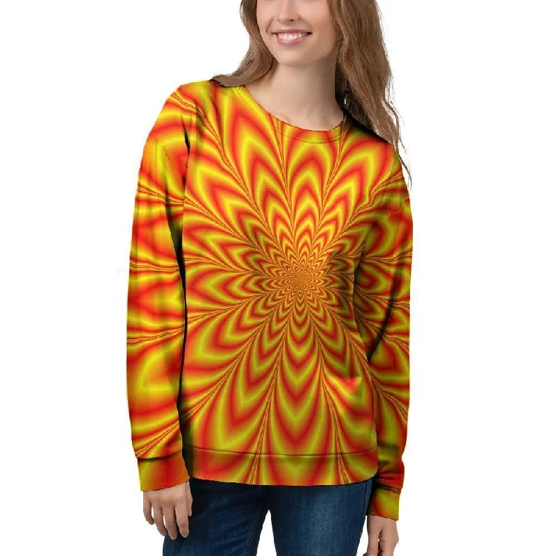 Red and Yellow Abstract Optical illusion Women's Sweatshirt Formal sweaters