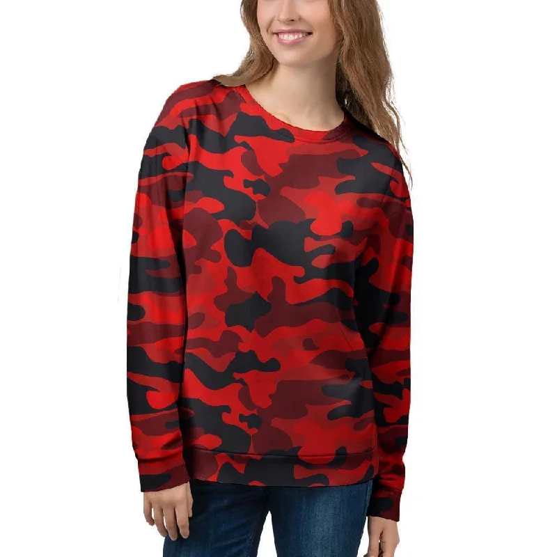 Red Camo Print Women's Sweatshirt Soft-touch sweaters