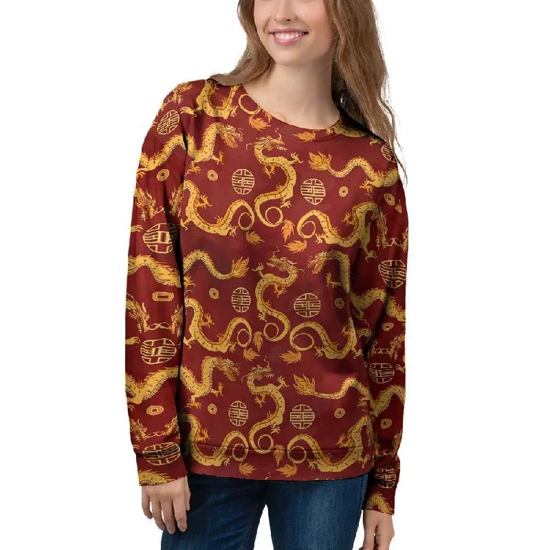 Red Chinese Dragon Women's Sweatshirt UV protection sweaters