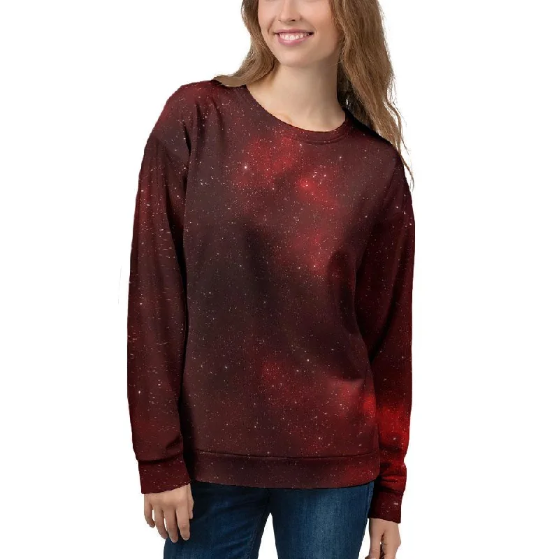 Red Nebula Galaxy Space Women's Sweatshirt Sporty sweaters