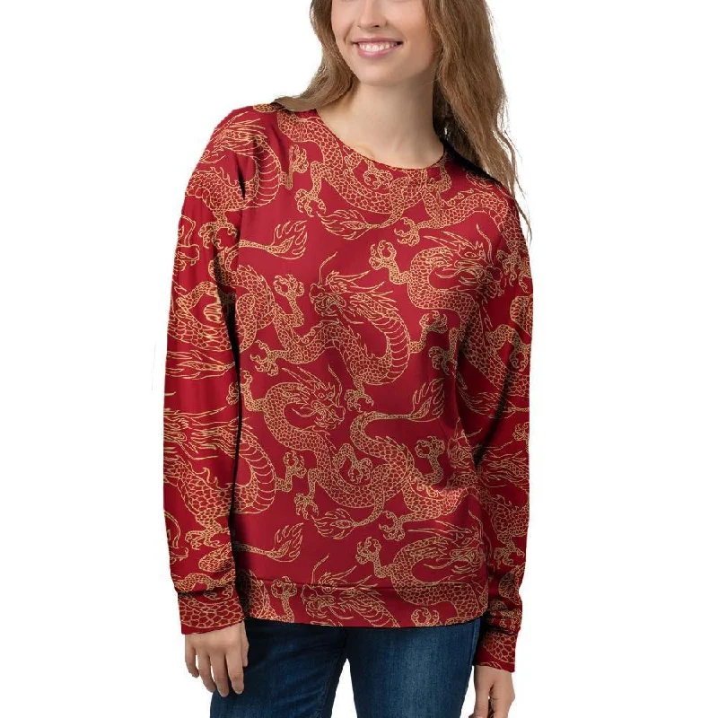 Red Oriental Chinese Dragon Women's Sweatshirt Streetwear sweaters