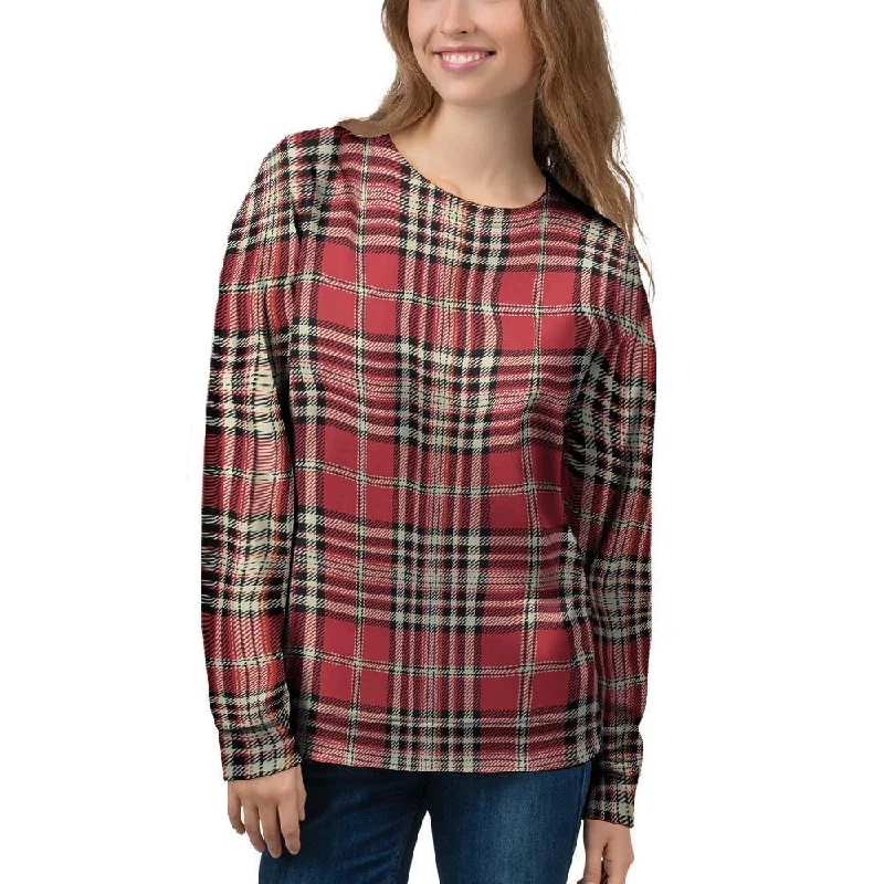 Red Plaid Tartan Scottish Women's Sweatshirt Warm sweaters