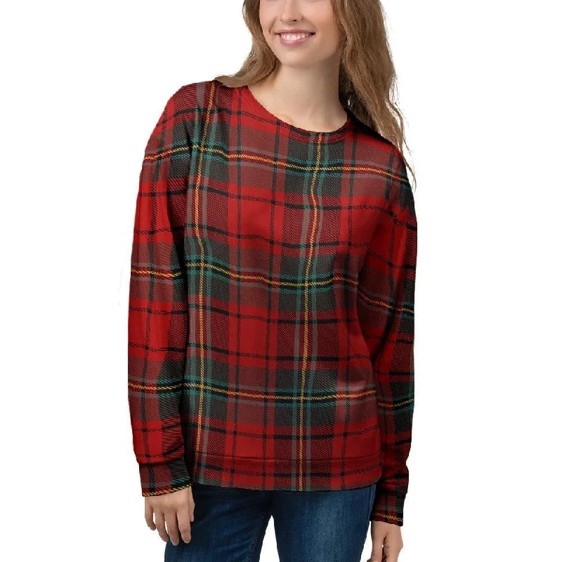 Red Plaid Tartan Women's Sweatshirt Office sweaters