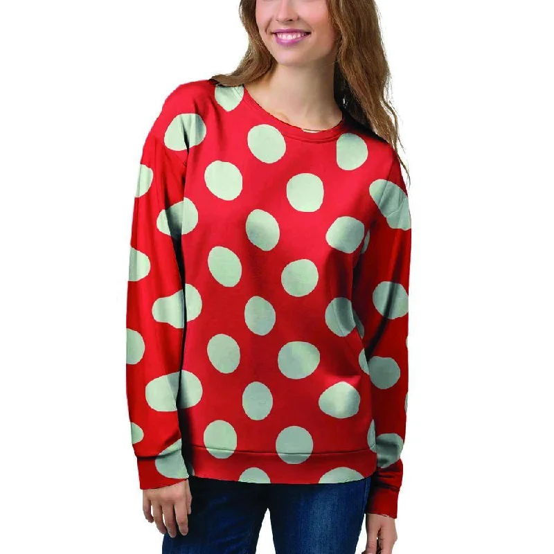 Red Polka Dot Women's Sweatshirt Fall sweaters