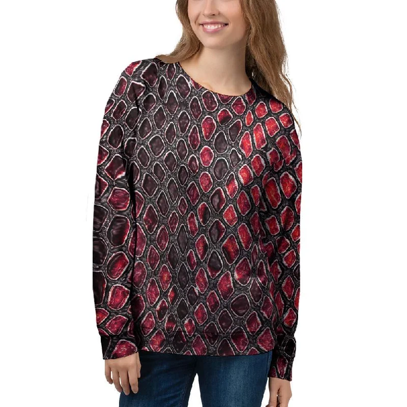 Red Snakeskin print Women's Sweatshirt Men's sweaters