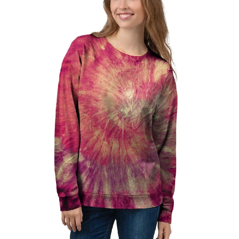 Red Tie Dye Women's Sweatshirt Cozy knit sweaters for winter