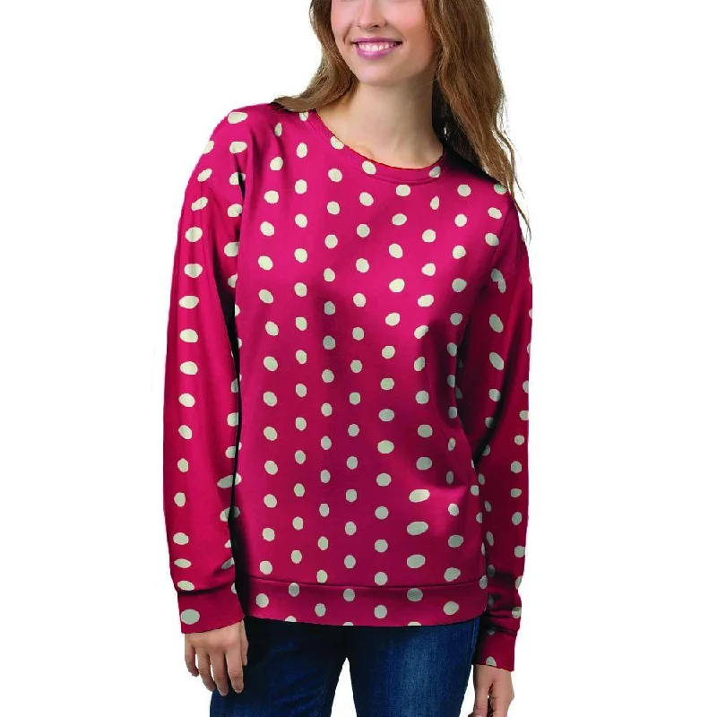 Red Tiny Polka Dot Women's Sweatshirt Best everyday sweaters