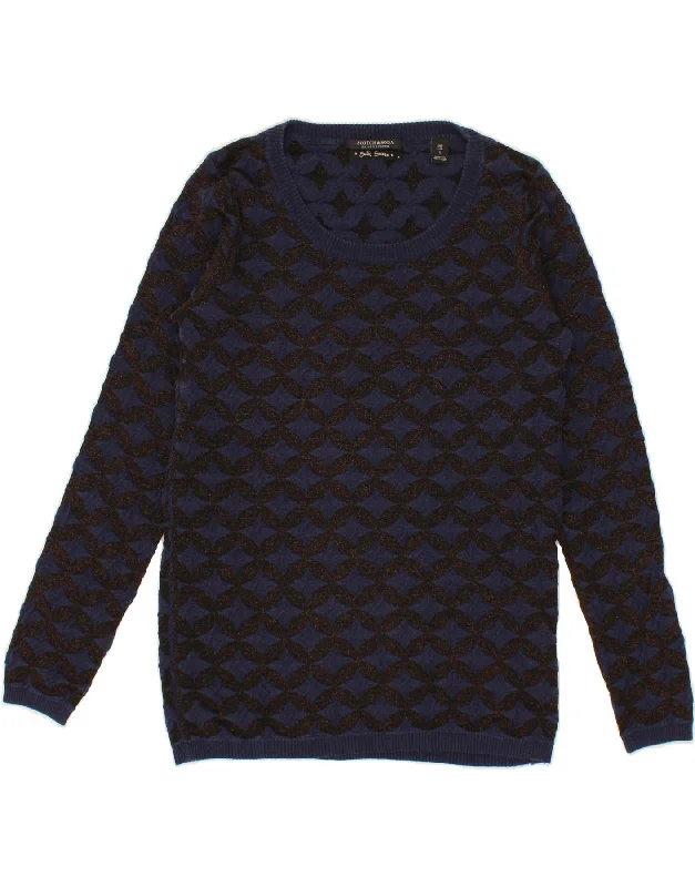 SCOTCH & SODA Womens Boat Neck Jumper Sweater UK 12 Medium Navy Blue Holiday sweaters