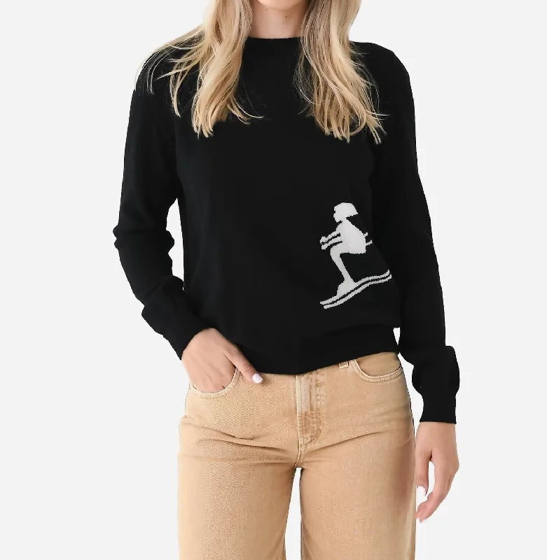 Ski Crew Neck Sweater In Black Cloud Dancer Outdoor sweaters