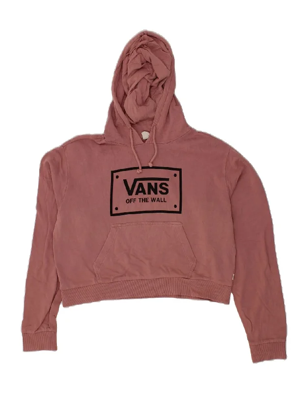 VANS Womens Oversized Crop Graphic Hoodie Jumper UK 14 Medium Maroon Cashmere sweaters