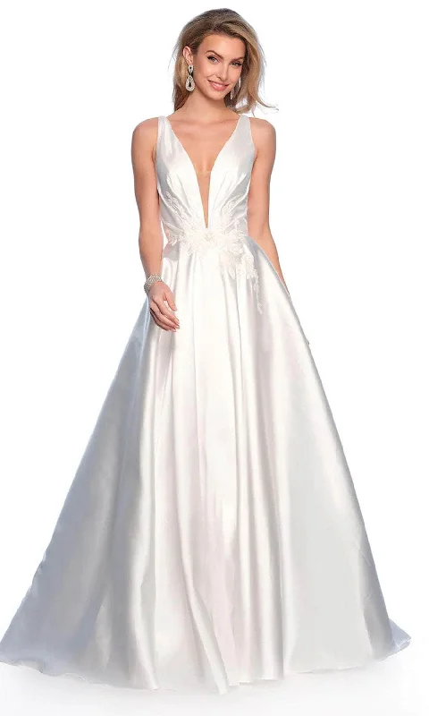 Dave & Johnny Bridal 12118 - Plunging Satin Bridal Gown Wedding Dress Style