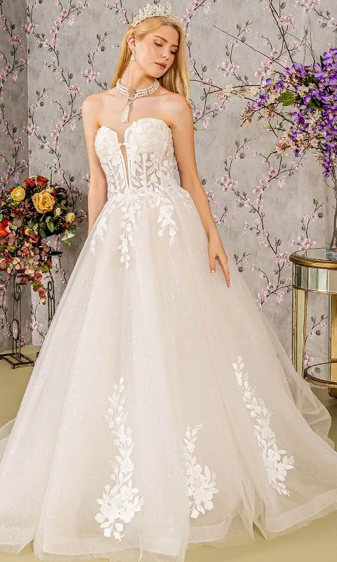 GLS by Gloria Bridal GL3349 - Strapless Embroidered Ballgown Empire Waist Gown